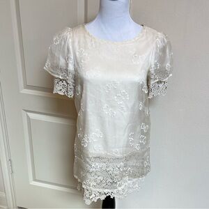 Valentino Elegant Cream Lace Blouse
